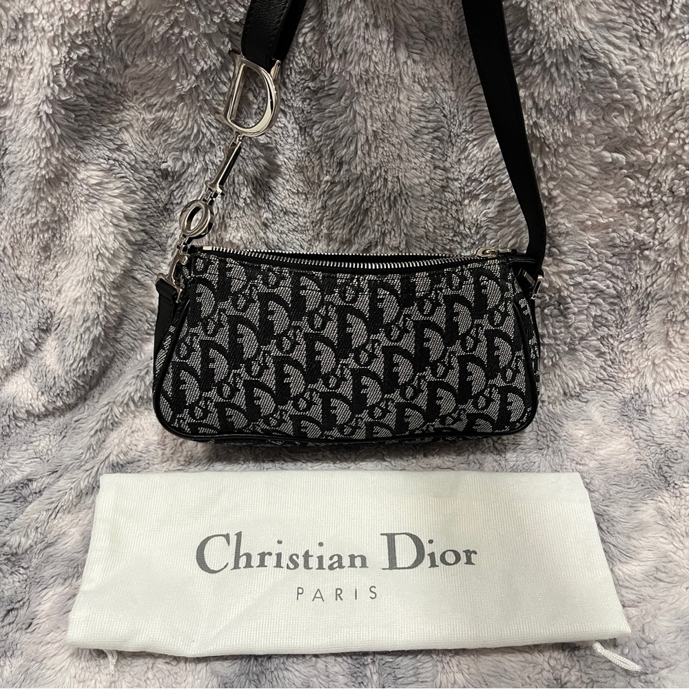 🦄 RARE Authentic Vintage Christian Dior Monogram Fabric Trotter Shoulder Bag